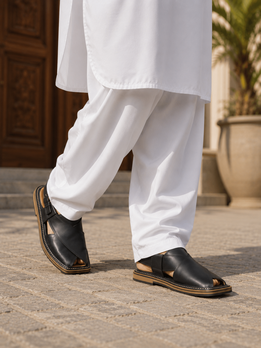 Leather Peshawari Chappal for Men – Blue, Grey & Black (UK 7-11)
