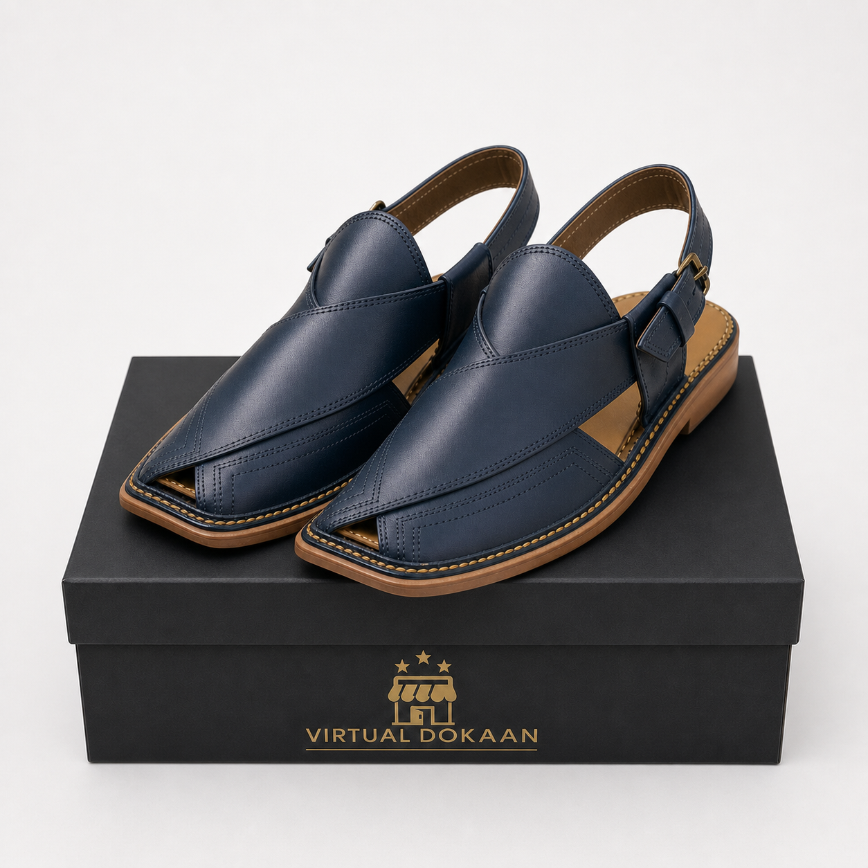 Men's Peshawari chappal in Blue, Grey and Black colours