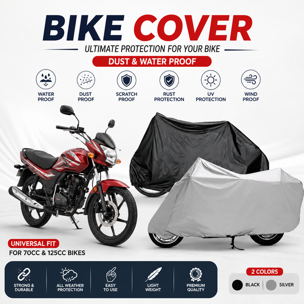 Bike Cover Dust & Water Proof | Universal 70 & 125CC Scratch & Rust Protection Cover | Random Color