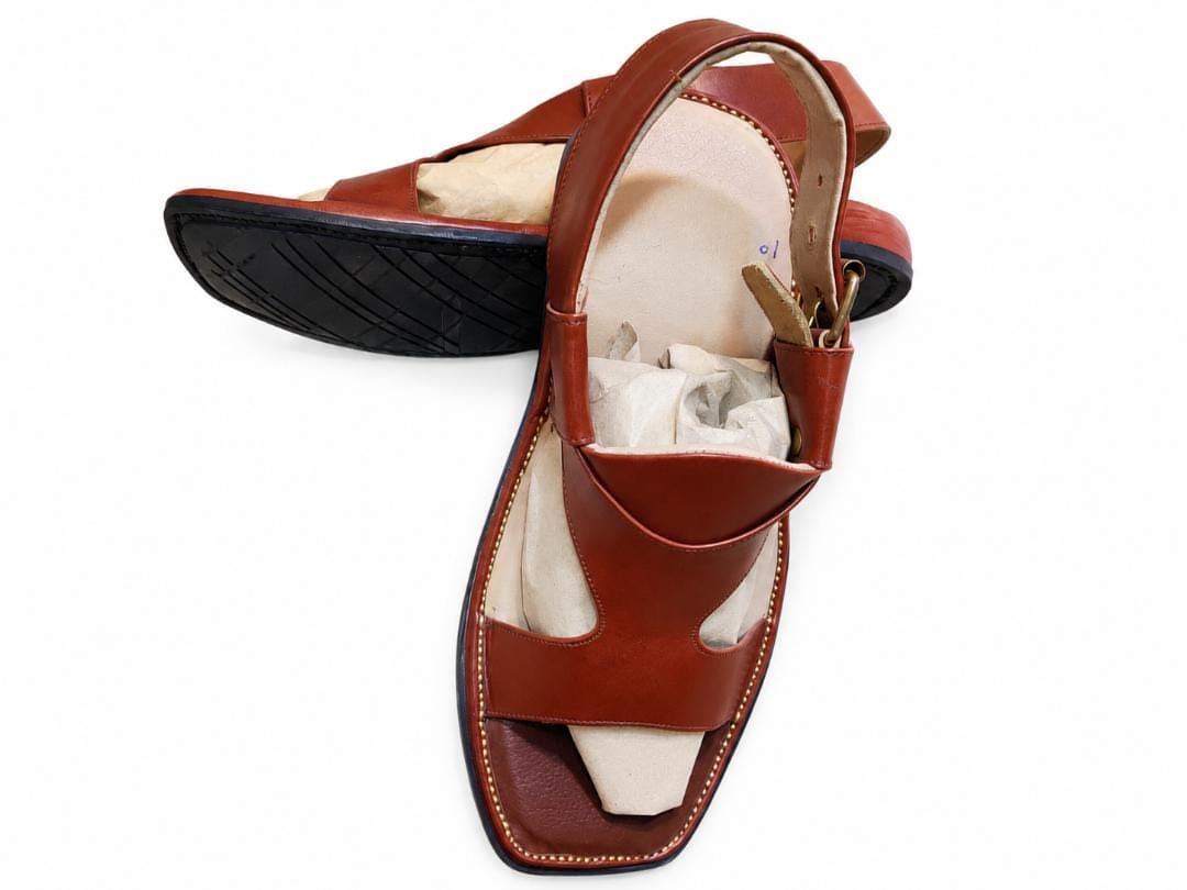 Arabic style brown chappal for weddings and Eid