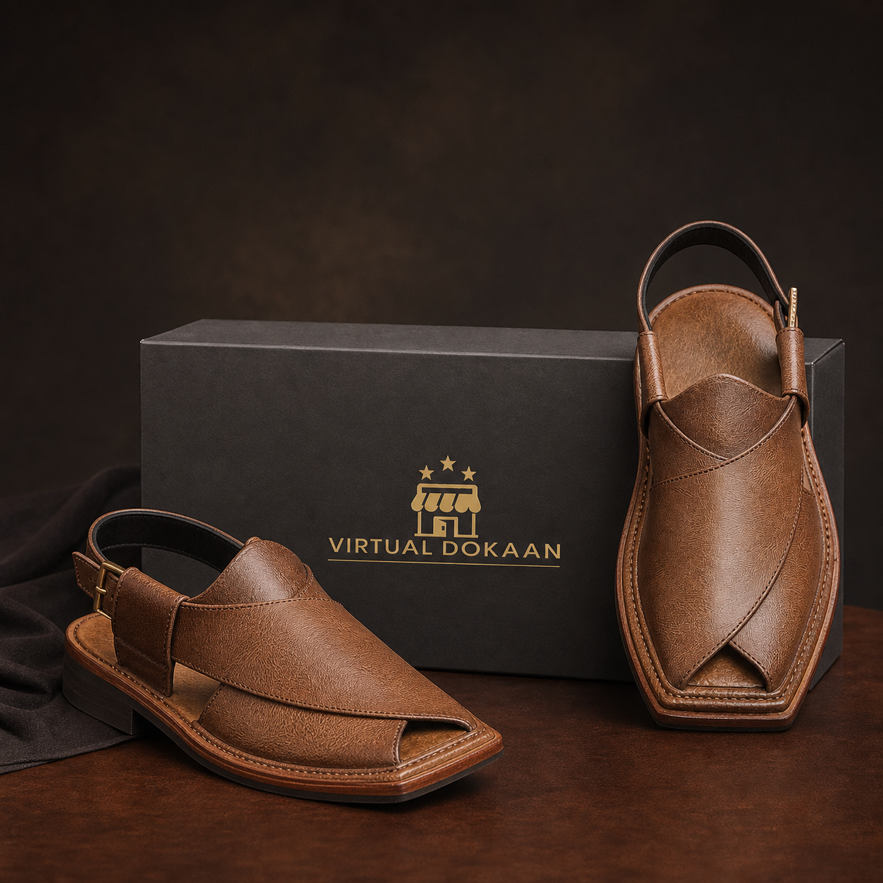 Light brown Kaptaan chappal for weddings and Eid