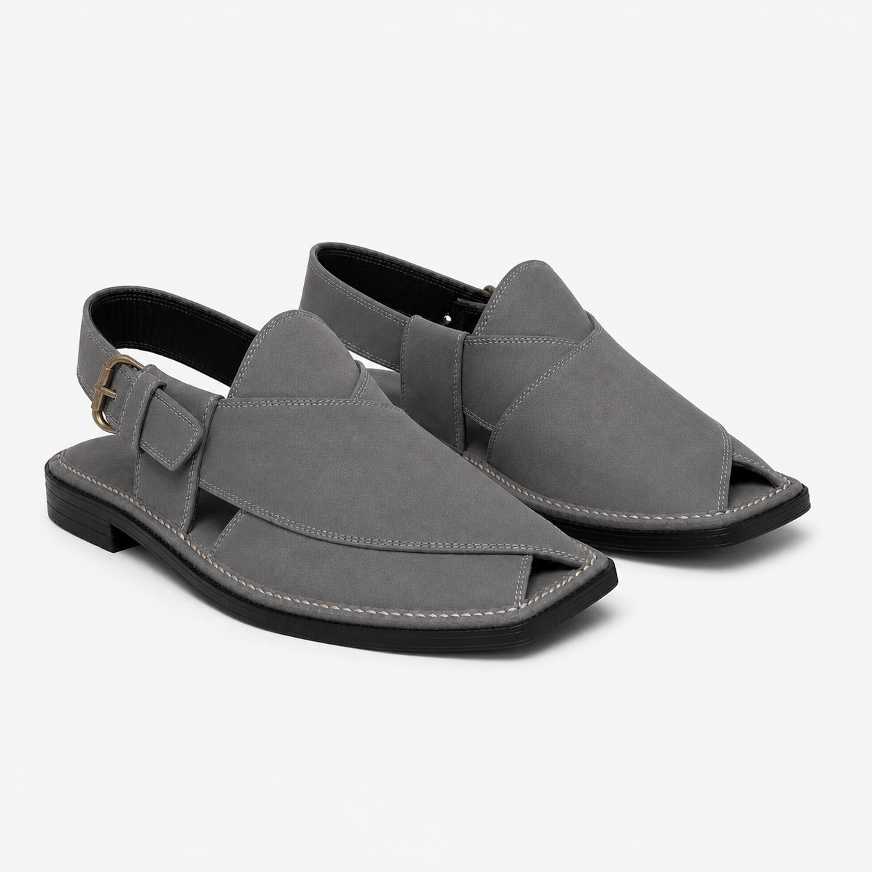 Handmade grey leather sandal for men