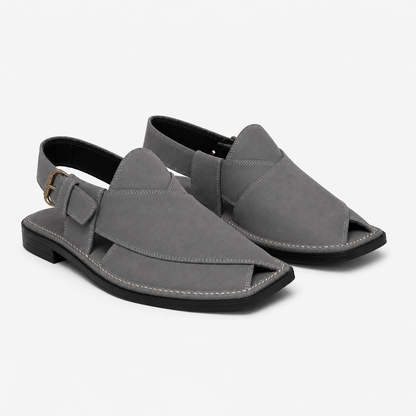 Handmade grey leather sandal for men