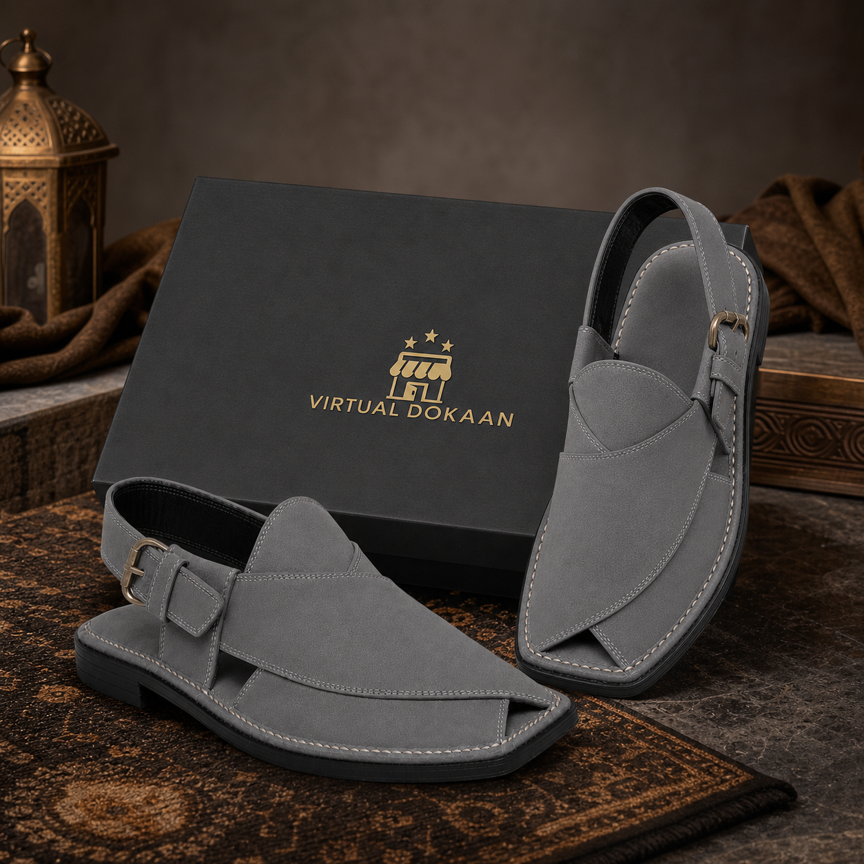 Grey chappal for weddings and Eid Pakistan
