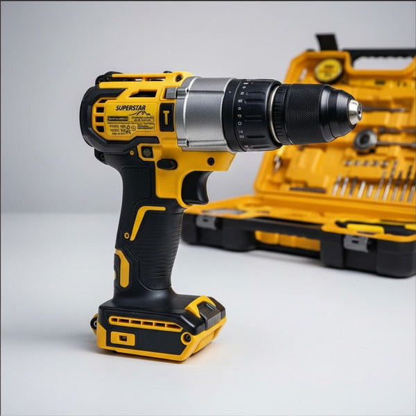 Cordless Drill Machine Kit with 2 Batteries & 26 Accessories – Portable Rechargeable Impact Drill Set